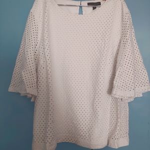 Bell sleeve mesh top